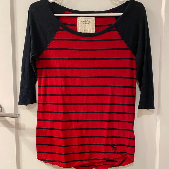 Abercrombie&Fitch Raglan Striped Baseball Tee - Picture 1 of 3